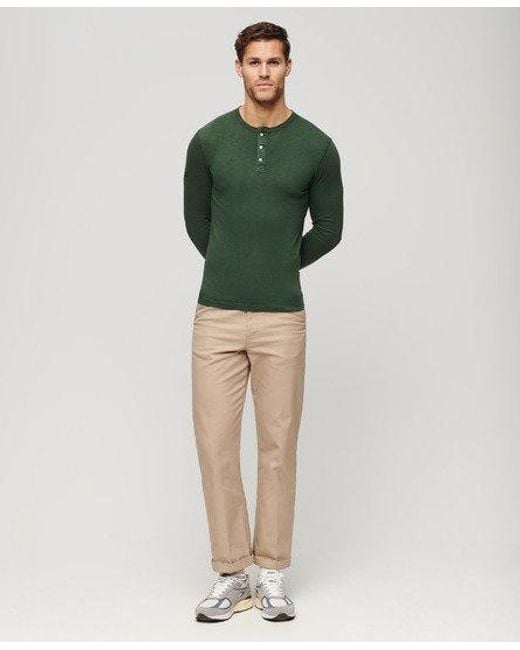 Superdry Green Long Sleeve Jersey Grandad Top for men