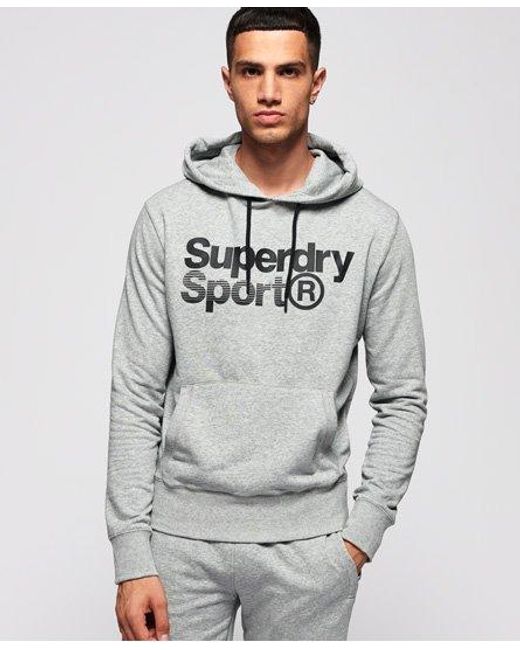 Superdry Gray Core Sport Overhead Hoodie Marl for men