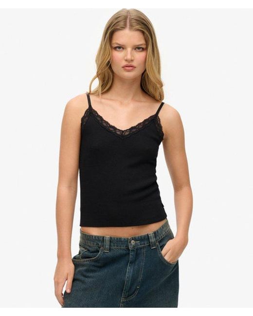 Superdry Black & Co Essential Lace Trim Cami Top