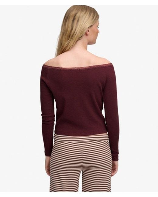 Superdry Red & Co Athletic Essentials Lace Long Sleeve Top