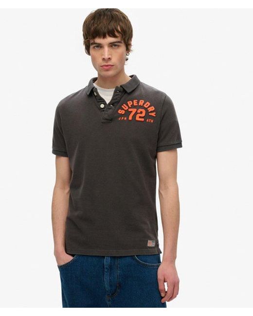 Superdry Men's Black Vintage Athletic Polo Shirt