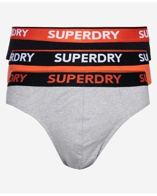 Superdry Orange Organic Cotton Classic Brief Triple Pack Marl//Havana for men