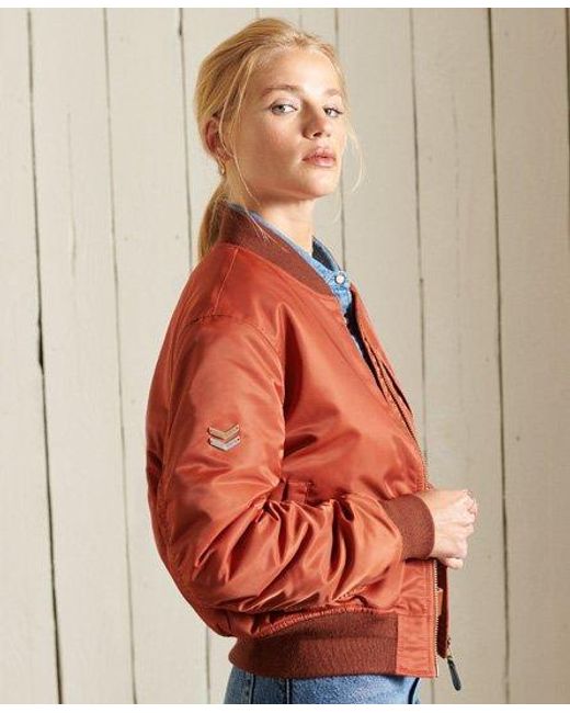 Superdry Orange Ma1 Bomber Jacket Burnt