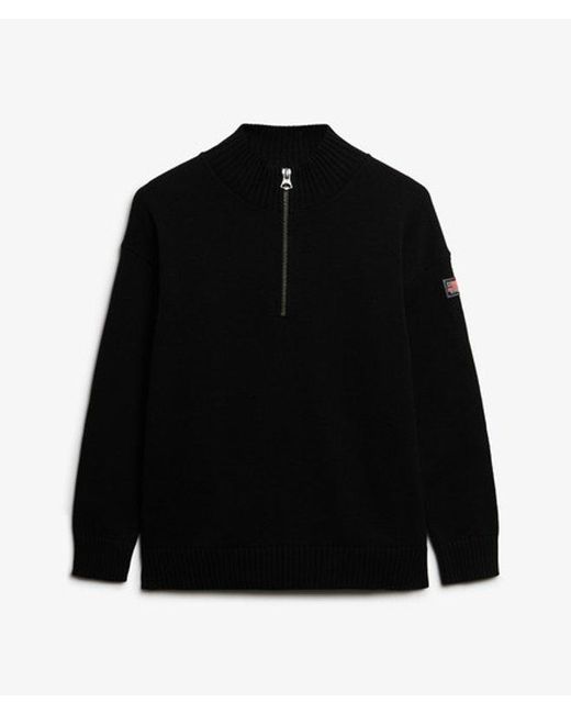 Superdry Black & Co Slouchy Knitted Half Zip