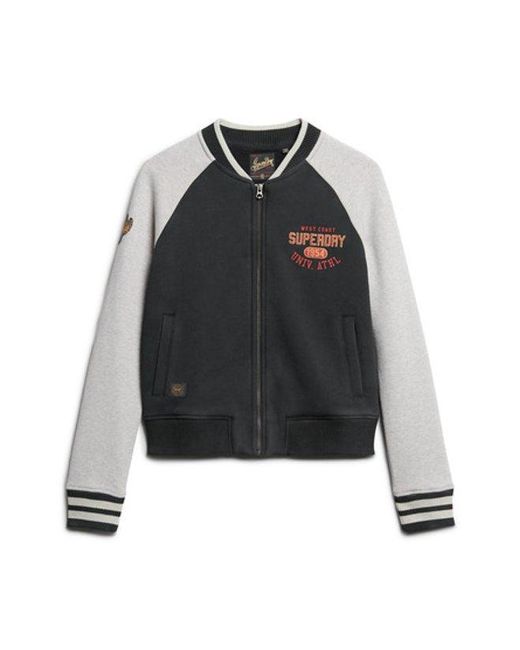 Superdry Blue & Co College Script Graphic Jersey Bomber Jacket