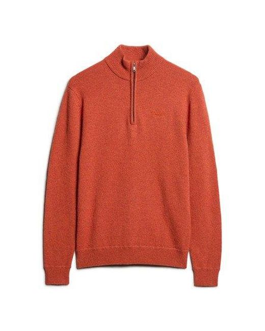 Superdry Essential Embroidered Knitted Half Zip Jumper for men