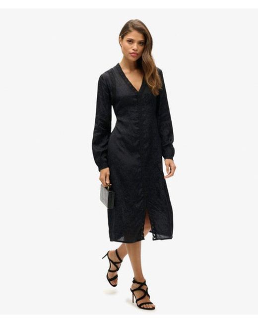 Superdry Blue Lace Trim Midi Dress