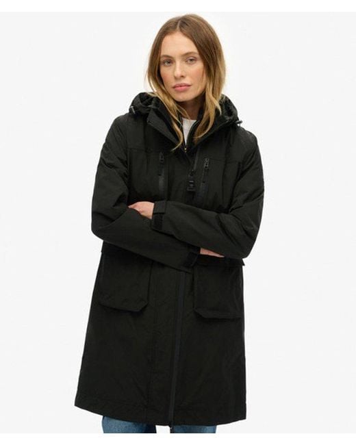Superdry Lange Shell Parka Met Capuchon in het Black