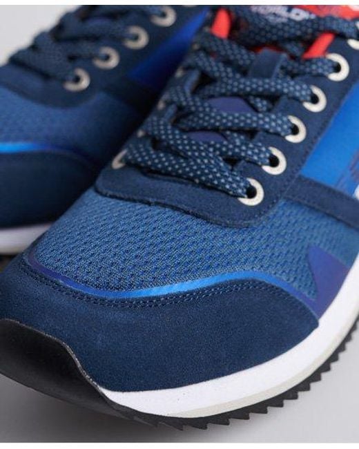Superdry Blue Fero Runner Retro Trainers for men