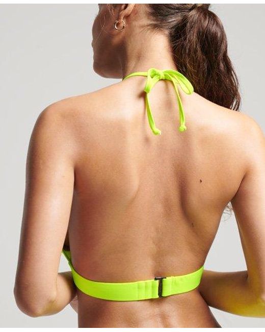 Superdry Green Code Mountain Triangle Bikini Top Neon