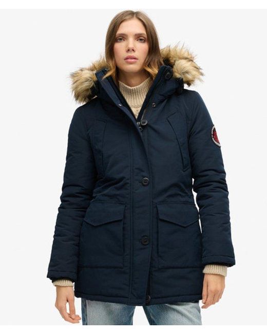 Superdry Blue & Co Everest Faux Fur Hooded Parka Coat