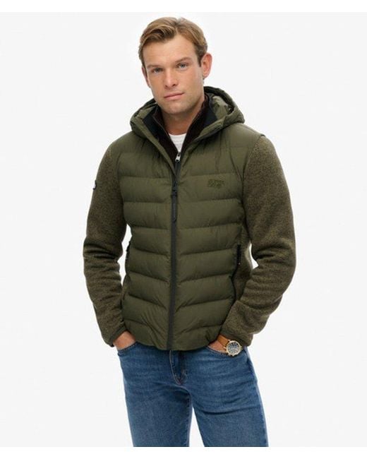 Superdry Green Hooded Storm Knit Hybrid Jacket for men