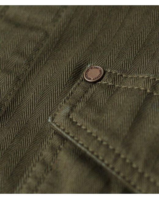 Superdry Green Mens Classic Herringbone The Merchant Store Overshirt for men