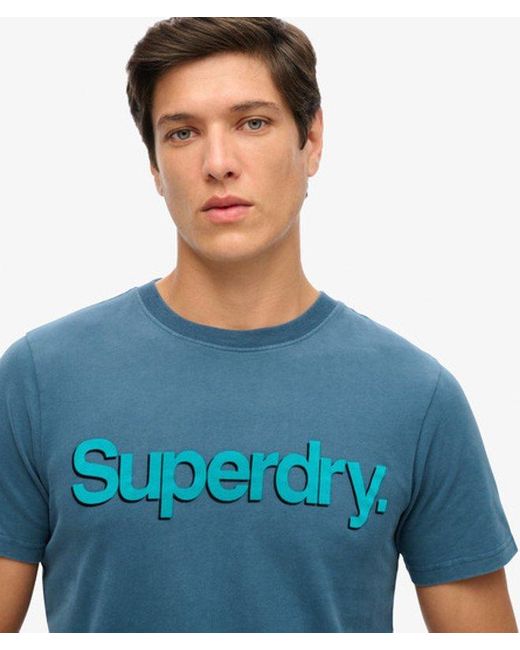 Superdry Blue & Co Classic Core Logo Shadow T-shirt for men
