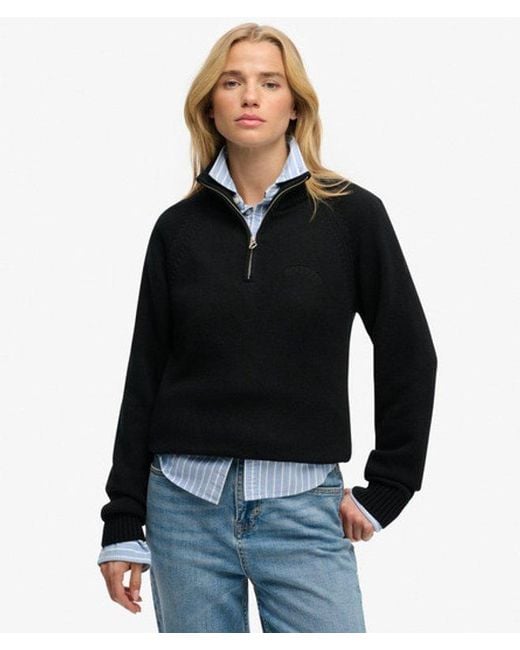 Superdry Black & Co Essential Half Zip Knit Jumper