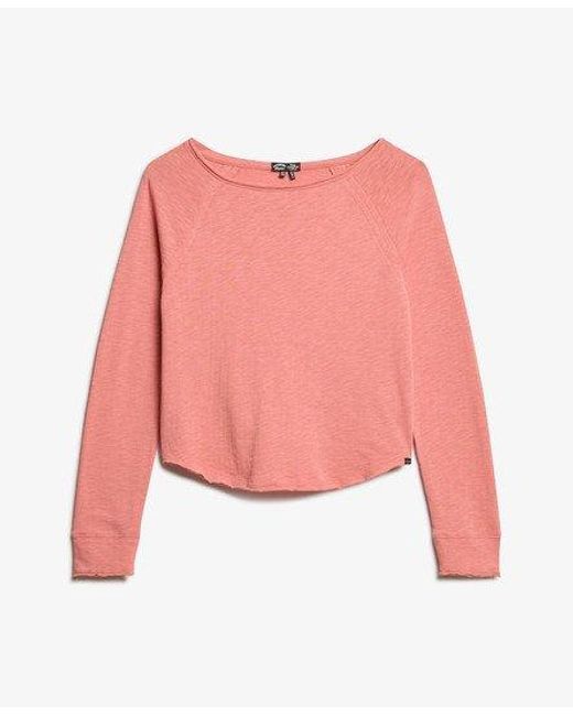 Superdry Red Long Sleeve French Terry Top