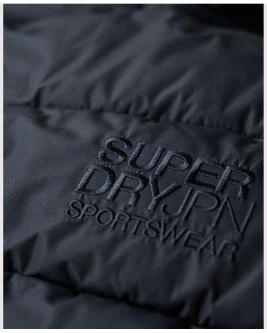 Superdry Blue Hooded Sports Puffer Jacket for men