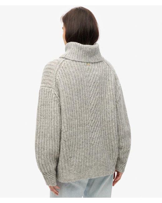 Superdry Gray Brushed Rib Slouch Neck Jumper