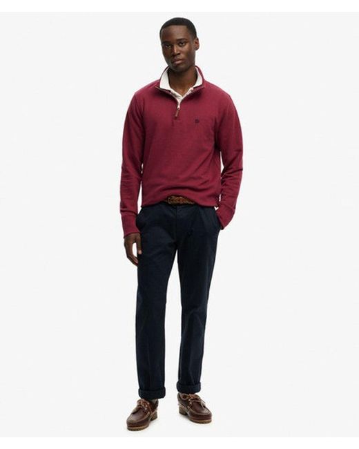 Superdry Red & Co Preppy Half Zip Jumper for men