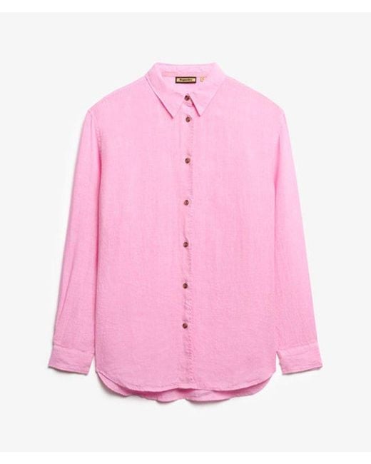 Superdry Pink & Co Casual Linen Boyfriend Shirt