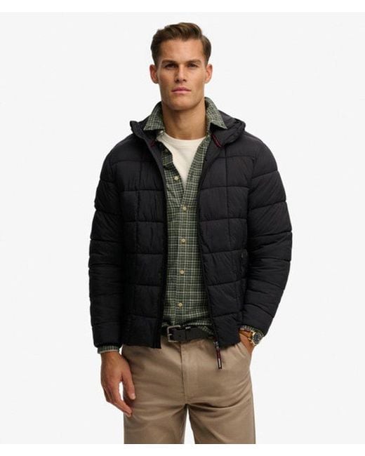Superdry Blue & Co Hooded Box Quilt Fuji Lite Jacket for men
