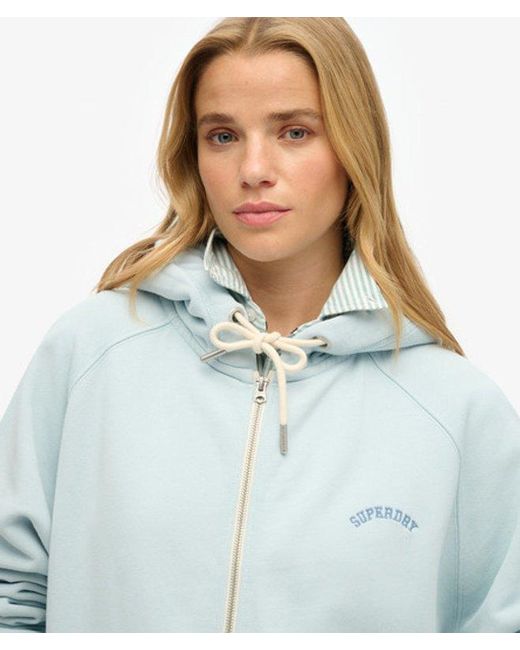 Superdry Blue Essential Logo Oversized Raglan Zip Hoodie