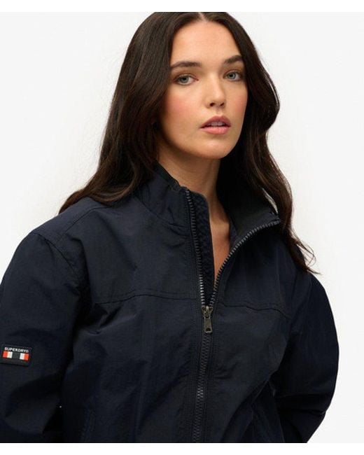 Superdry Blue Oversized Nylon Harrington Jacket