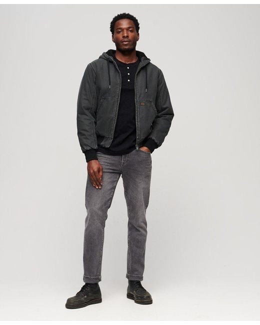 Superdry Vintage Workwear Hooded Bomber Jacket in Black for Men | Lyst