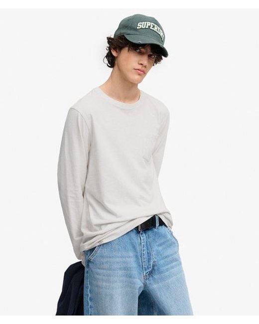 Superdry White & Co Cotton Linen Long Sleeve Pocket Top for men