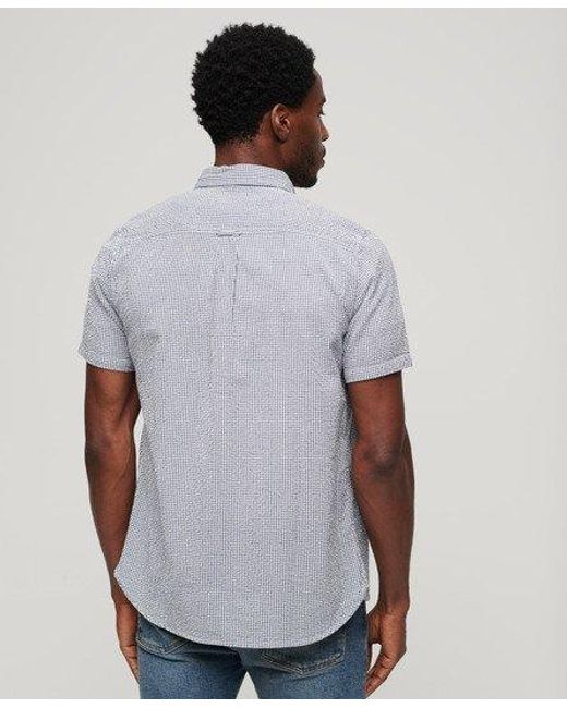 Chemise à manches courtes en coton gaufré Superdry pour homme en coloris White