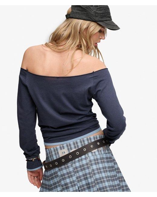 Superdry Blue Bench X & Co Bench Fitted Long Sleeve Layer Top