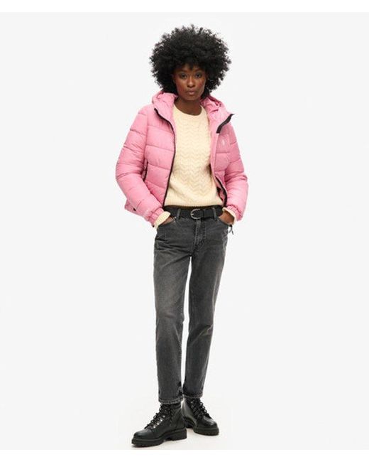 Superdry Pink Hooded Spirit Sports Puffer Jacket
