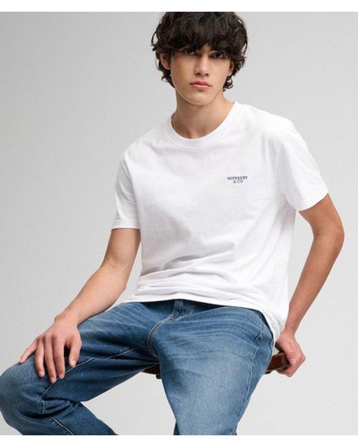Superdry White & Co Essential Stacked Logo Embroidered T-shirt for men