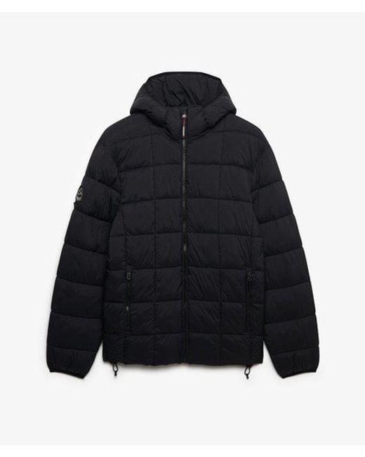 Superdry Blue & Co Hooded Box Quilt Fuji Lite Jacket for men