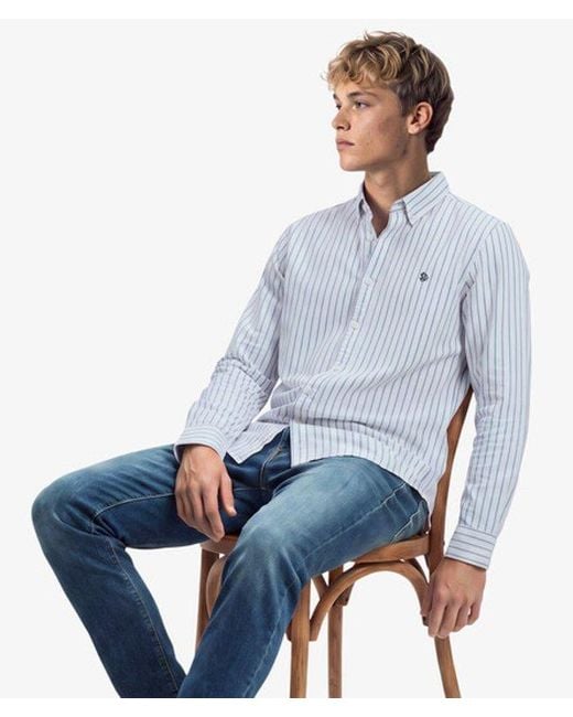 Superdry Blue & Co Preppy Oxford Long Sleeve Shirt for men