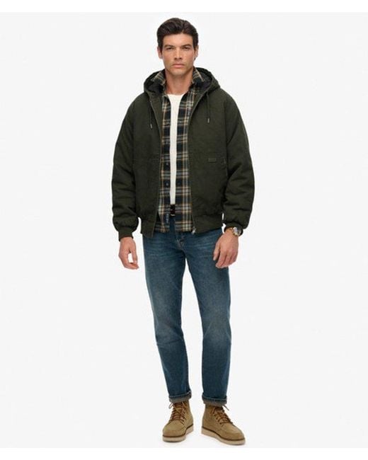 Superdry Black Canvas Surplus Hooded Jacket for men