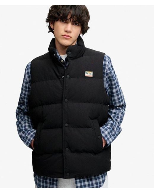 Superdry Black Non Hood Short Everest Gilet for men