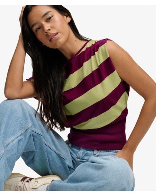 Superdry Black & Co Deep Rib Stripe Bardot Top