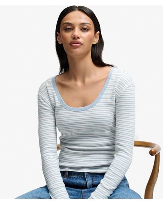 Superdry White & Co Athletic Essentials Striped Long Sleeve Top