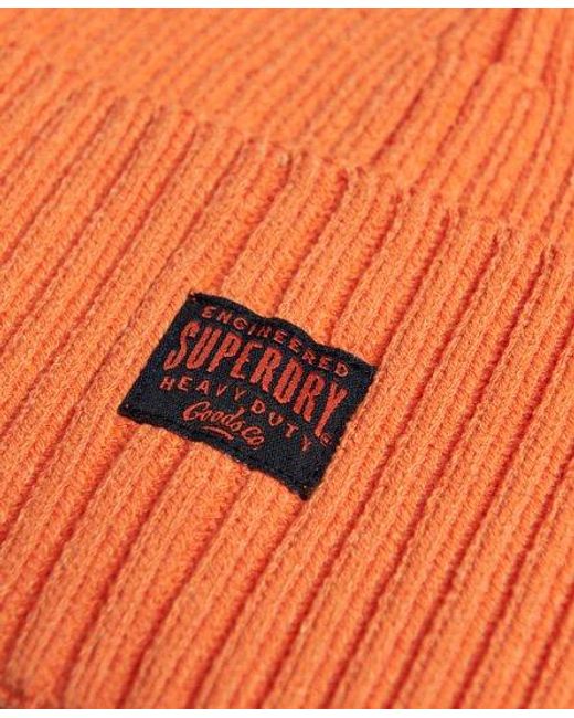 Superdry Gebreide Workwear Beanie in het Orange