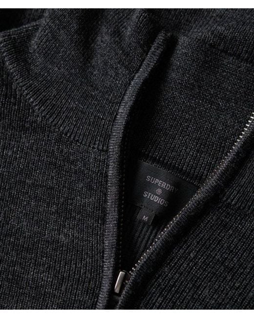 Superdry Black & Co Merino Half Zip Jumper for men