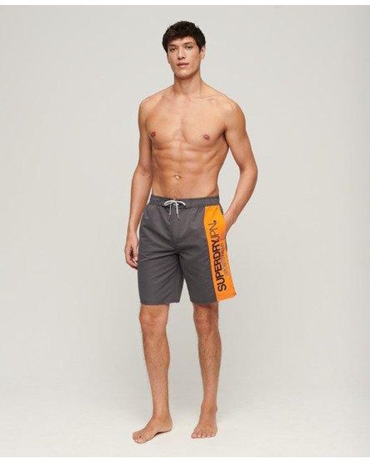 Superdry Gray Sportswear Logo 19 Inch Recycled Boardshorts for men