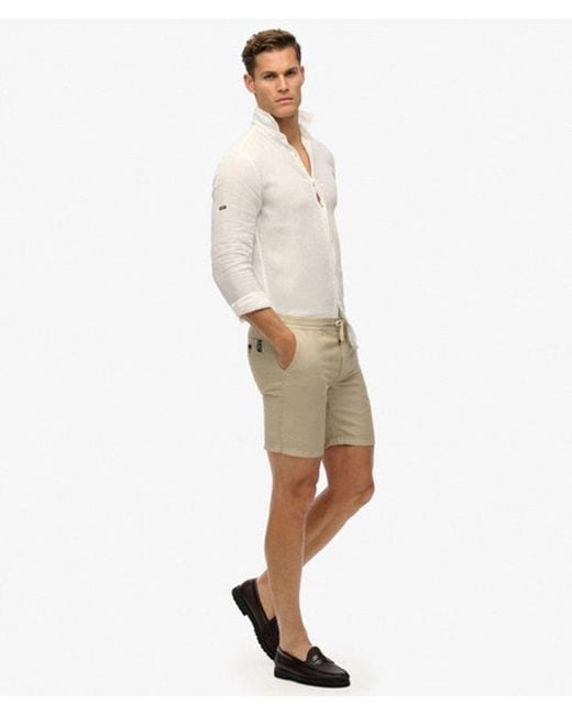 Superdry Natural The Merchant Store- Linen Shorts for men