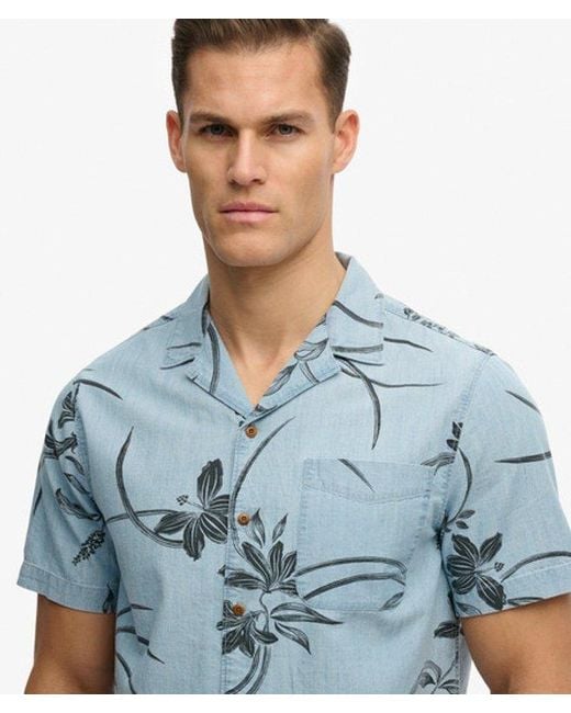 Superdry Blue & Co Vintage Loom Cabana Short Sleeve Shirt for men