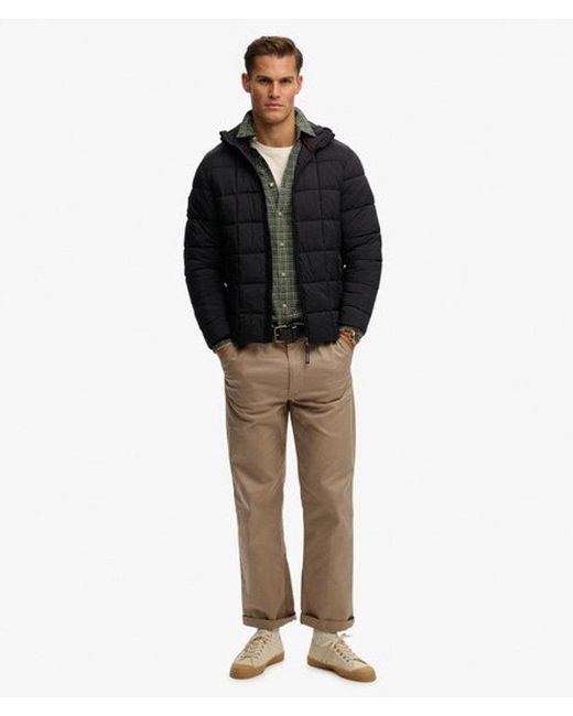 Superdry Blue & Co Hooded Box Quilt Fuji Lite Jacket for men