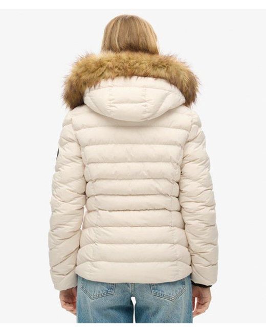 Veste rembourrée à capuche en fourrure synthétique fuji Superdry en coloris Natural