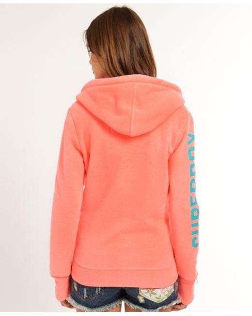 Superdry Red Track & Field Zip Hoodie Coral Marl