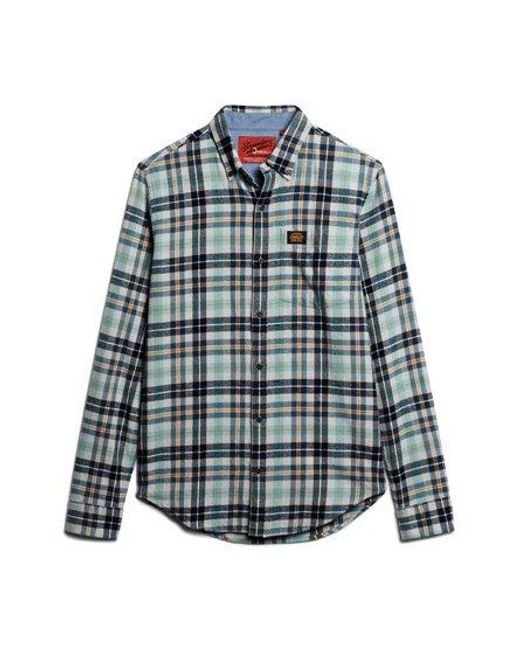 Superdry Blue Long Sleeve Cotton Lumberjack Shirt for men