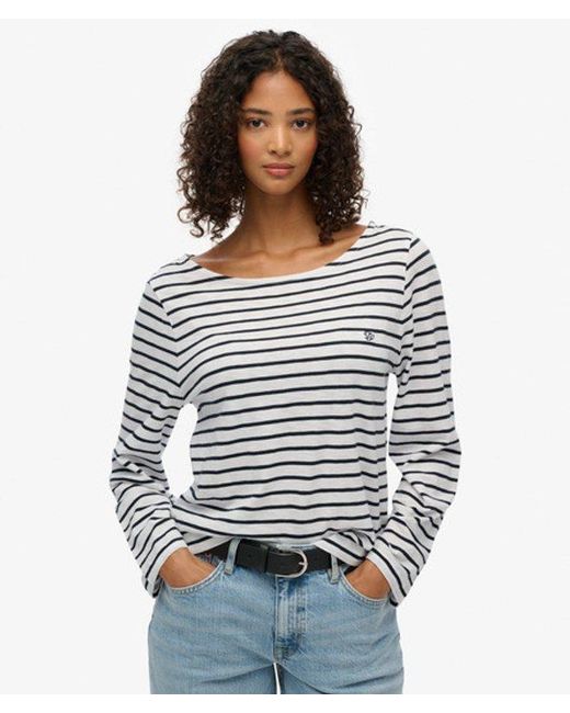 Superdry White Studios Slub Long Sleeve Top