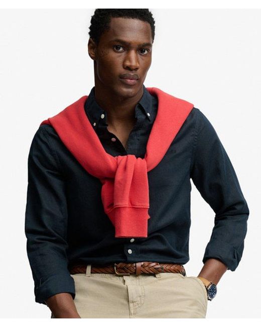 Superdry Blue & Co Cotton Linen Long Sleeve Shirt for men